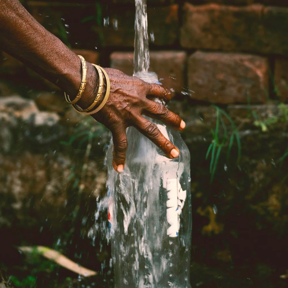 Outdoor faucet installed for backyard use